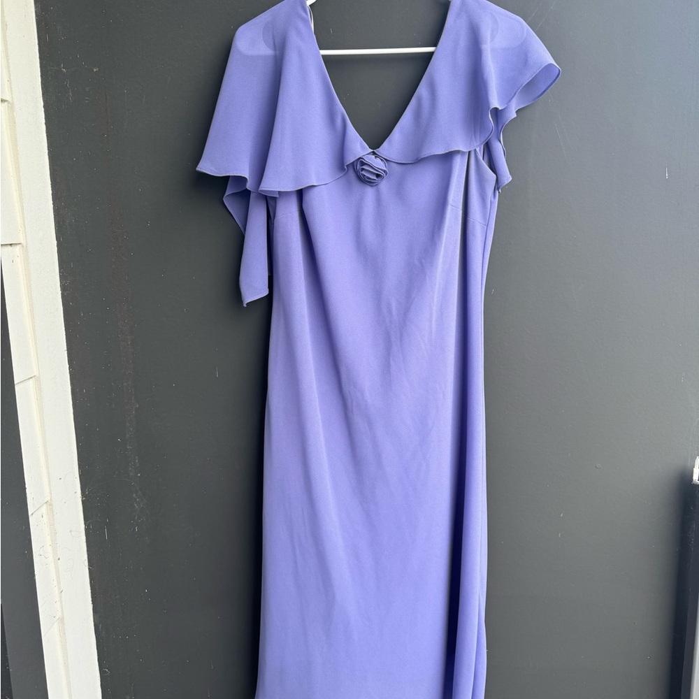 Lilac Ruffle V-Neck Maxi Dress